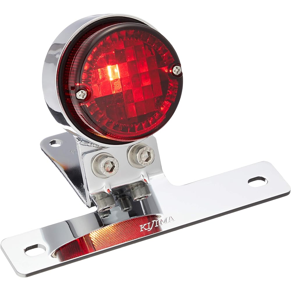 Kijima Motorcycle Tail Lamp LED Classic Tail Lamp Round L G18 12V23/8W Universal Plated 218-3013