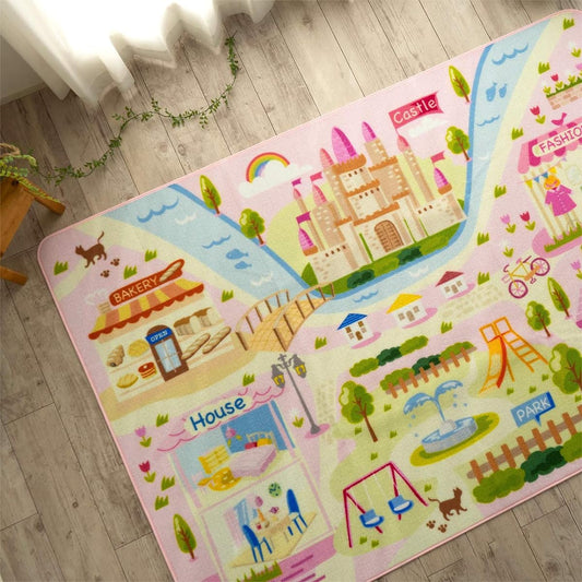 Sayang Sayan Girl Castle Doll Washable Rug Road Map Girl 190x240 3 Tatami Pink