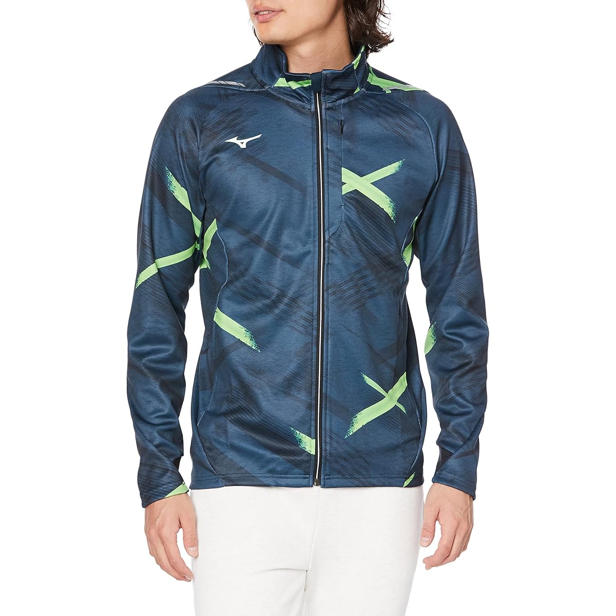 [Mizuno] Training Wear Stretch Warm-up Jacket Synergy Design Player-linked Pattern Outerwear Jersey Sports 32MC2001