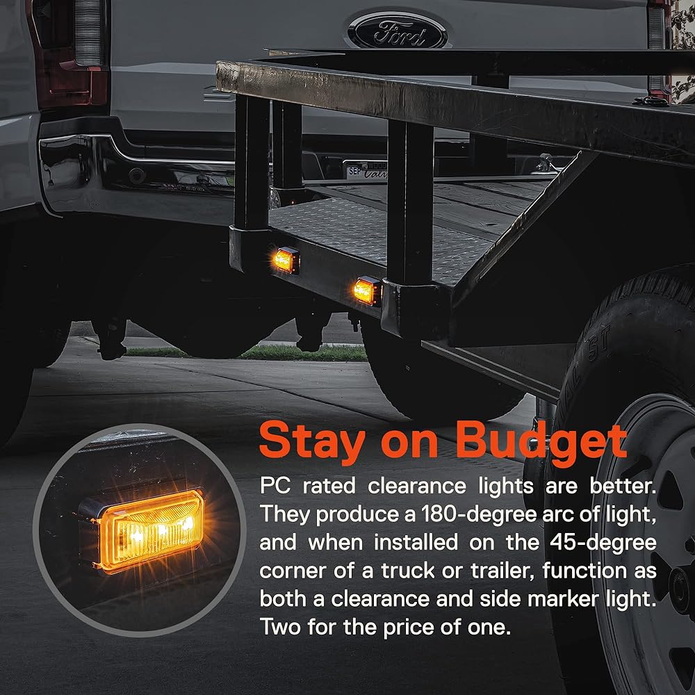 TRUE MODS 2.5 inch Anto LED Trailer Marker Marker Light Black Besel [Dot FMVSS 108] [SAE P2PC] [Surface installation] [Waterproof IP67] 4 side markers for trucks for trucks