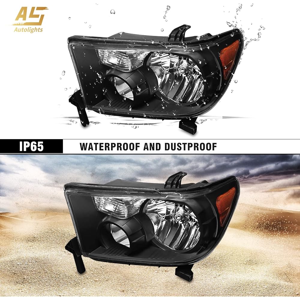 AS Headlight Assembly 2007-2013 Toyota Tandra Headlight Assembly Replacement 07-13 Toyota Tandra /2008-2017 Toyota Sekoya Leiring System No Black Housing Amber Reflectors