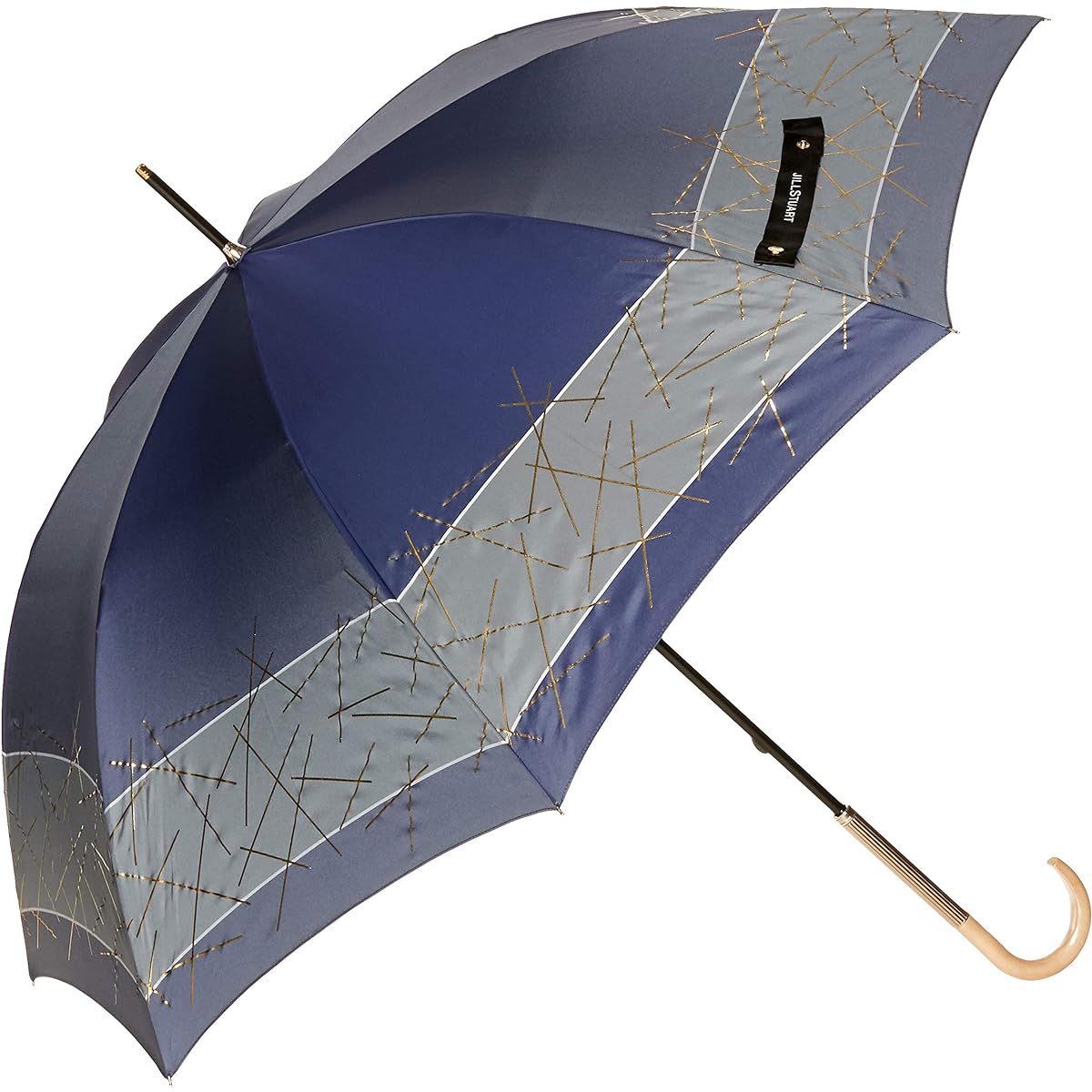 [Jill Stuart] AURORA 1JI 11036-36 Foil Stick Print Yarn-dyed Bicolor Long Umbrella Women's Dark Navy Japan Rib 60cm (FREE Size)