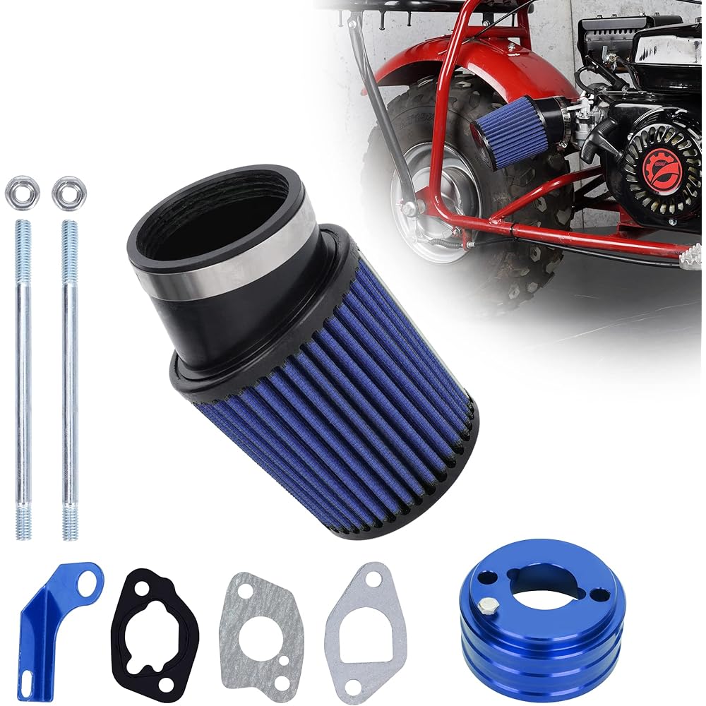 Air Filter Adapter CNC Intake Pipe Spark Plug Kit 6.5 HP GX160 GX200 Predator 212cc Engine 196cc ct200 Doodle Bug Baja MB165 MB200 Warrior 200 Mini Bike Trailmaster Mid XRX Go Kart Blue