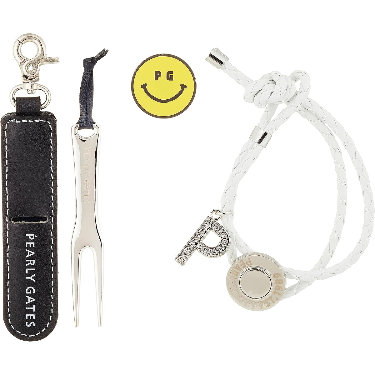 [Pearly Gates] Ball marker (SMILE GOODS set with fork and bracelet) / Golf / 053-3184507