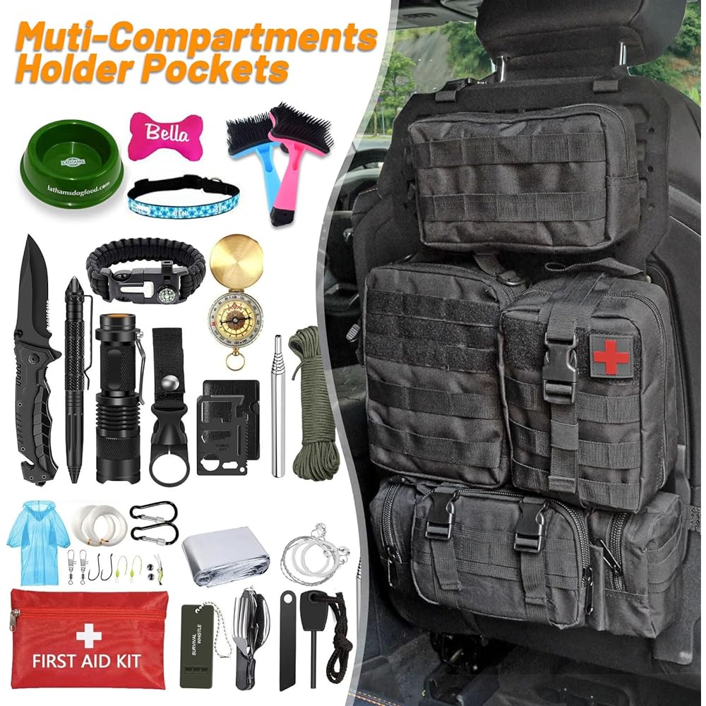 MAIKER OFF ROAD MOLLE Seat Back Organizer MOLLE Panel Removable MOLLE Pouch 4 & 10 Fixed tape 2021 2022 2023 Compatible with Ford Bronco (2 pieces)