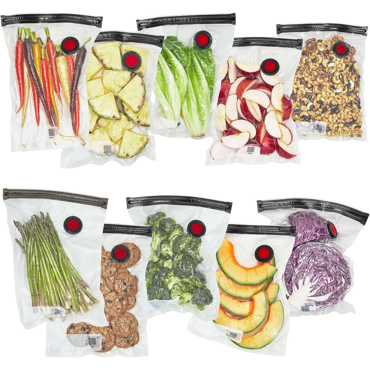 ZWILLING Fresh & Save 10 Pieces Medium Vacuum Sealer Bags 1 Gallon Reusable Sous Vide Cooking Bags for Meal Prep