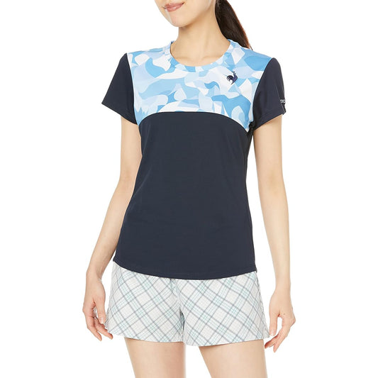 [Le Coq Sportif] Short Sleeve Game Shirt, Tennis Practice Match, Official, Sweat Absorbent, Quick Drying, UV Protection (UPF50+), Thermal Cooling, Women's