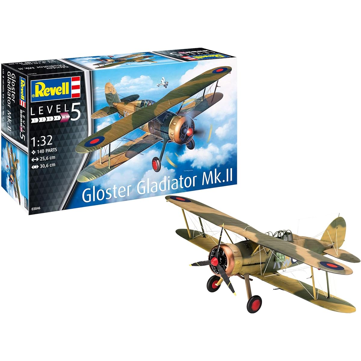 German Level 1/32 Royal Air Force Gloucester Gladiator Mk.II Plastic Model 03846