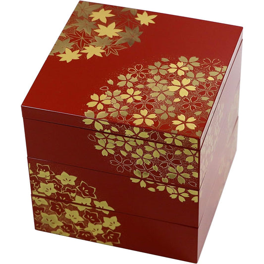 Osaka Choseido Jubako Hanamaru Spring and Autumn 3 Tiers 15cm Yamanaka-nuri Original Cooling Bag with Bonus Sports Festival New Year's Cake Vermilion