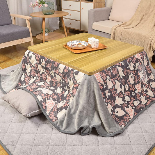 Peto-Raifu Kotatsu Comforter, Space Saving, Thin, Kotatsu Futon, Rectangular Flannel, Kotatsu Futon, Comforter, Warm, Kotatsu Comforter, Simple, Flannel Material, Animal, Gray, 180x220cm