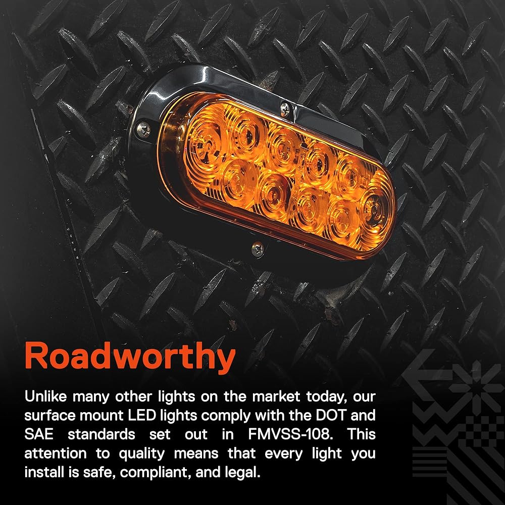 TRUE MODS 6 inch Amber Oval LED Trailer Tail Light [Dot FMVSS 108] [SAE I6P] [surface installation] [IP67 Waterproof] [Park & Winker] Marine Trailer Light Bat Trailer RV Truck for RV Trucks