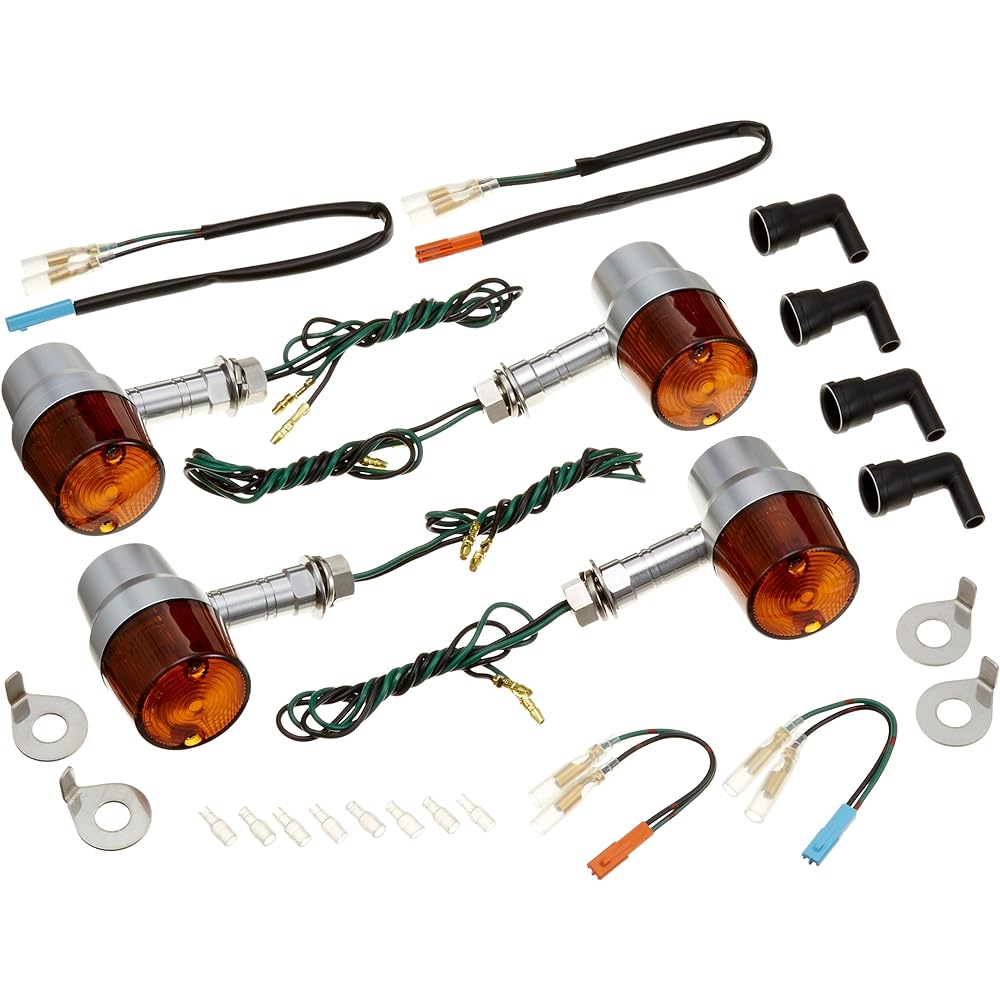 POSH Motorcycle Supplies Turn Signal Middle Machined Super Bike Type Vehicle Specific Set CB1100 (2010-2013) Plated Body/Orange Lens 051193-23