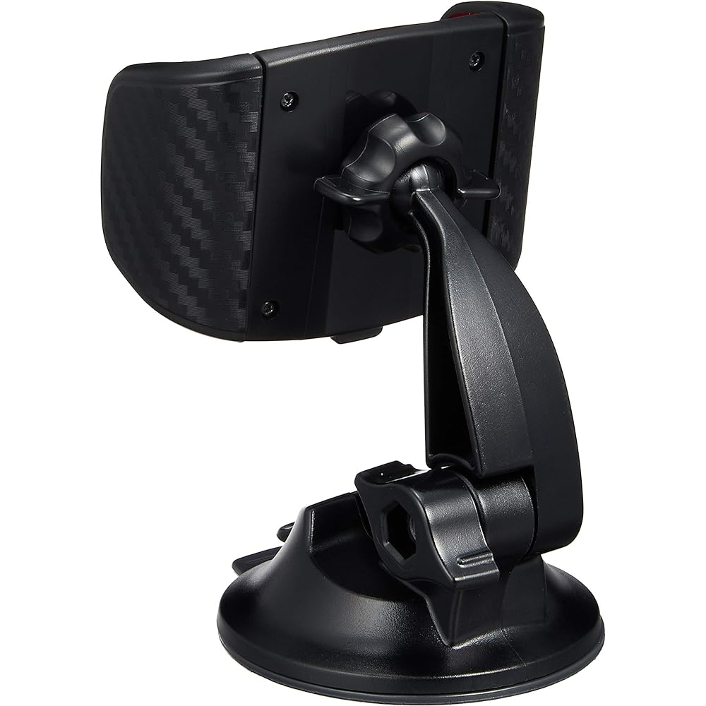Carmate RAZO Car Holder, Smartphone Holder, Easy to Hold with One Hand, Suction Cup Mount, Carbon Style, Red RG106