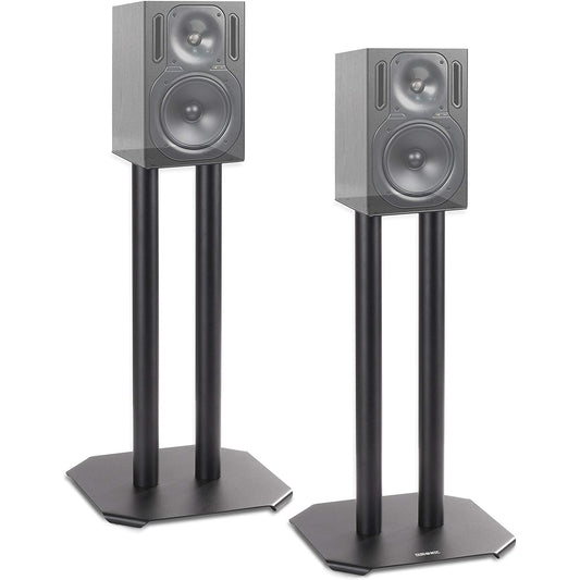 Duronic SPS1022-40 2-piece speaker stand 40cm black top plate 16cm x 16cm speaker holder for home theater metal base