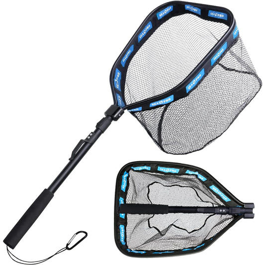 CRAZY SHARK Rubber Landing Net, Total Length 1m, Telescopic, Foldable, Tamo Net, Tamo Net, Aluminum Material, Stream Pipe Fishing, Sea Fishing, Floats on Water