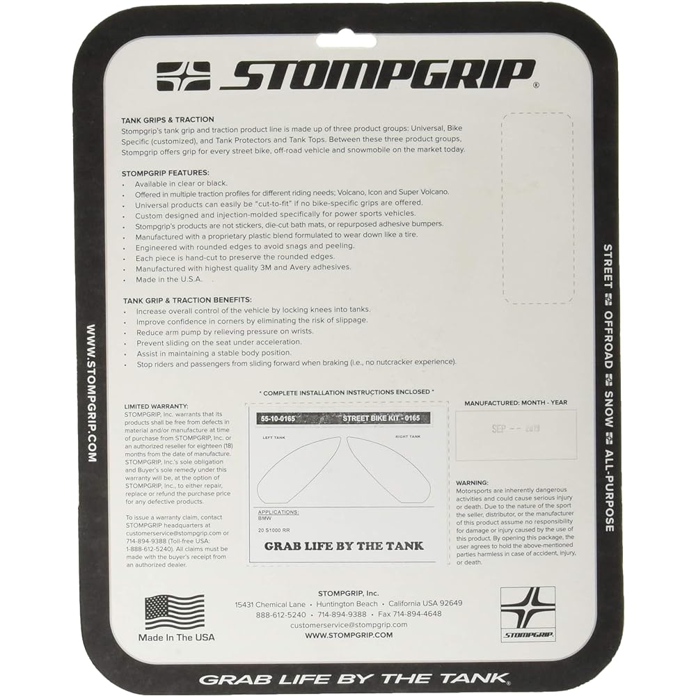 STOMPGRIP Traction Pad Tank Kit VOLCANO Clear S1000RR 19-20 55-10-0165