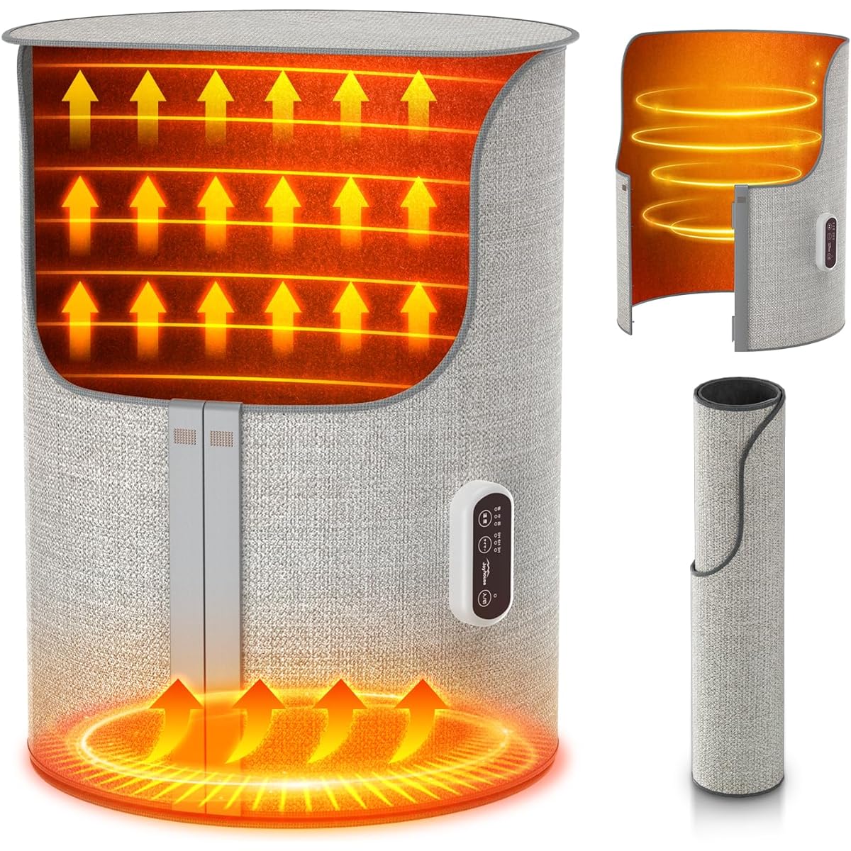 Panel Heater, Desk Heater, Round Type, Omnidirectional Heating, Far Infrared Desk Heater, Fast Heater, High Temperature, Under-Desk Heater, Silent, 3-Level Temperature Adjustment, 3/6/9 Hour Timer,