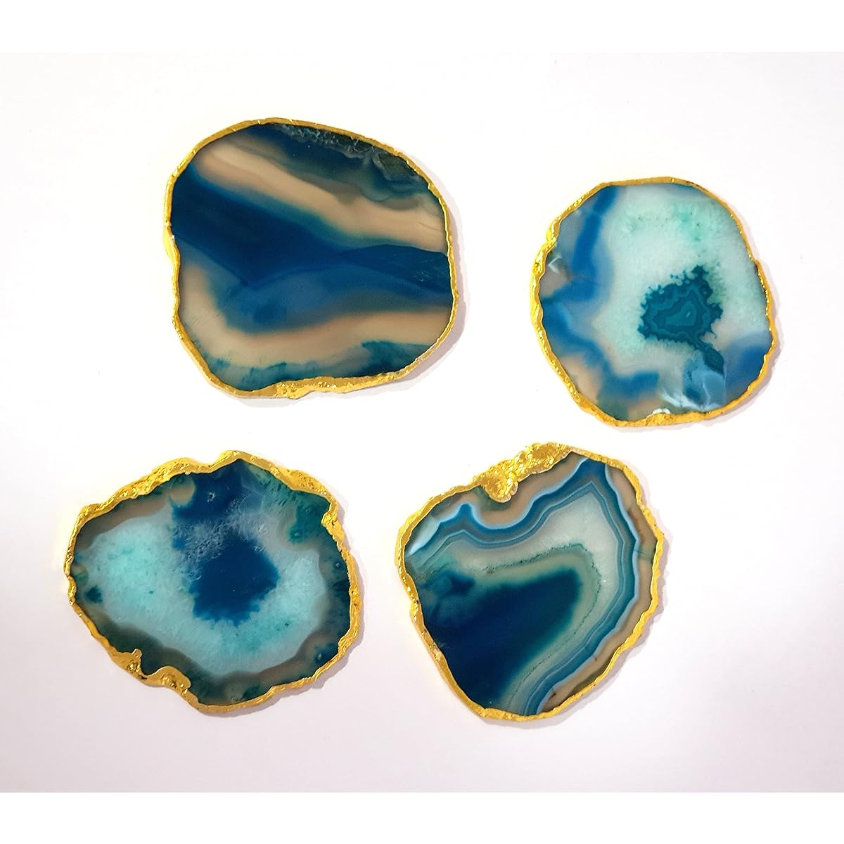 eSplanade Natural Agate Coasters Bar Beer Coffee Tea Coasters - Set of 4 Coasters - Perfect Table Accessories Tableware Green