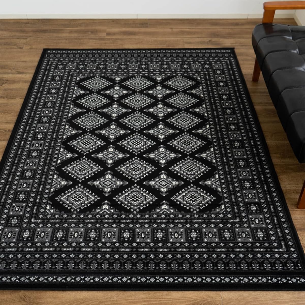 Sayang Sayan Bohara Pattern Rug Rocco Carpet 3 Tatami 200 x 250 Black Wilton Weave