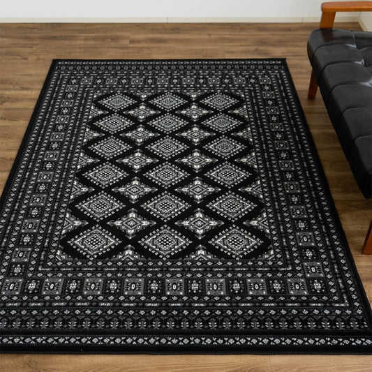 Sayang Sayan Bohara Pattern Rug Rocco Carpet 3 Tatami 200 x 250 Black Wilton Weave