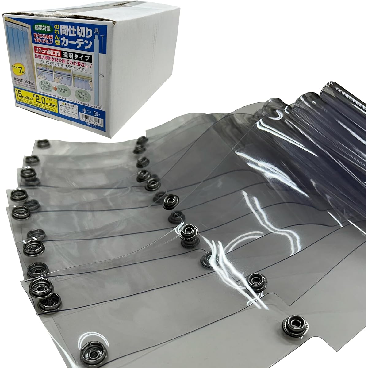 Yutaka Make Noren type partition curtain (transparent) 15cm x approx. 2m, 7 pieces B-351