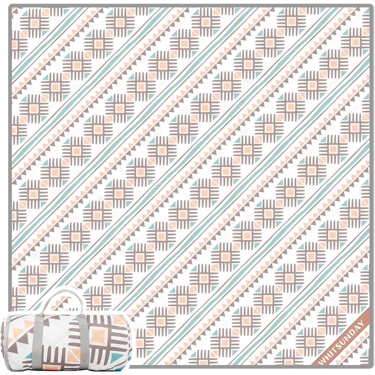 Leisure Sheet (Small Cross) Whitsunday Outdoor Picnic Blanket, Extra Large 80" x 80" Kids Blanket, Machine Washable Camping Mat, Waterproof & Sandproof, Foldable for Camping, Beach, Park