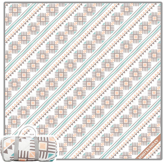 Leisure Sheet (Small Cross) Whitsunday Outdoor Picnic Blanket, Extra Large 80" x 80" Kids Blanket, Machine Washable Camping Mat, Waterproof & Sandproof, Foldable for Camping, Beach, Park