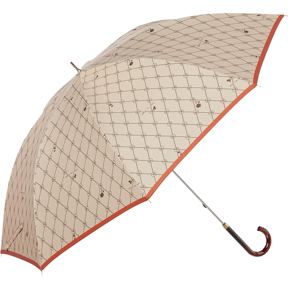 [Kokochi] MOONBAT Monogram Women's Umbrella, Rain Umbrella, Long Umbrella, Sunny and Rainy Umbrella, Women's Gift 10666 [UV Shielding, Light Shielding, Heat Shielding Effect, Super Water Repellent, Lightweight] 21-353-10666-00 Deep Orange (Brick) Main Ri
