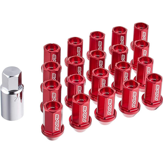 [RAYS] Duralumin Lock & Nut Set L42 Straight Type M12×1.25 Red Anodized 74020001012RD