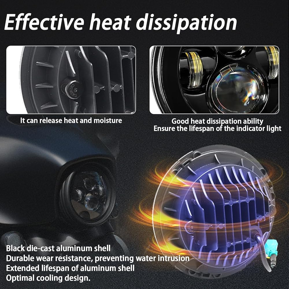 SKTYANTS 7 inch 7 inch LED Headlight Headlight 7 -inch Round Mount Bracket Ring Kit ROAD KING ELECTRA GLIDE STREET GLIDE ULTRA CLASSIC compatible (black)