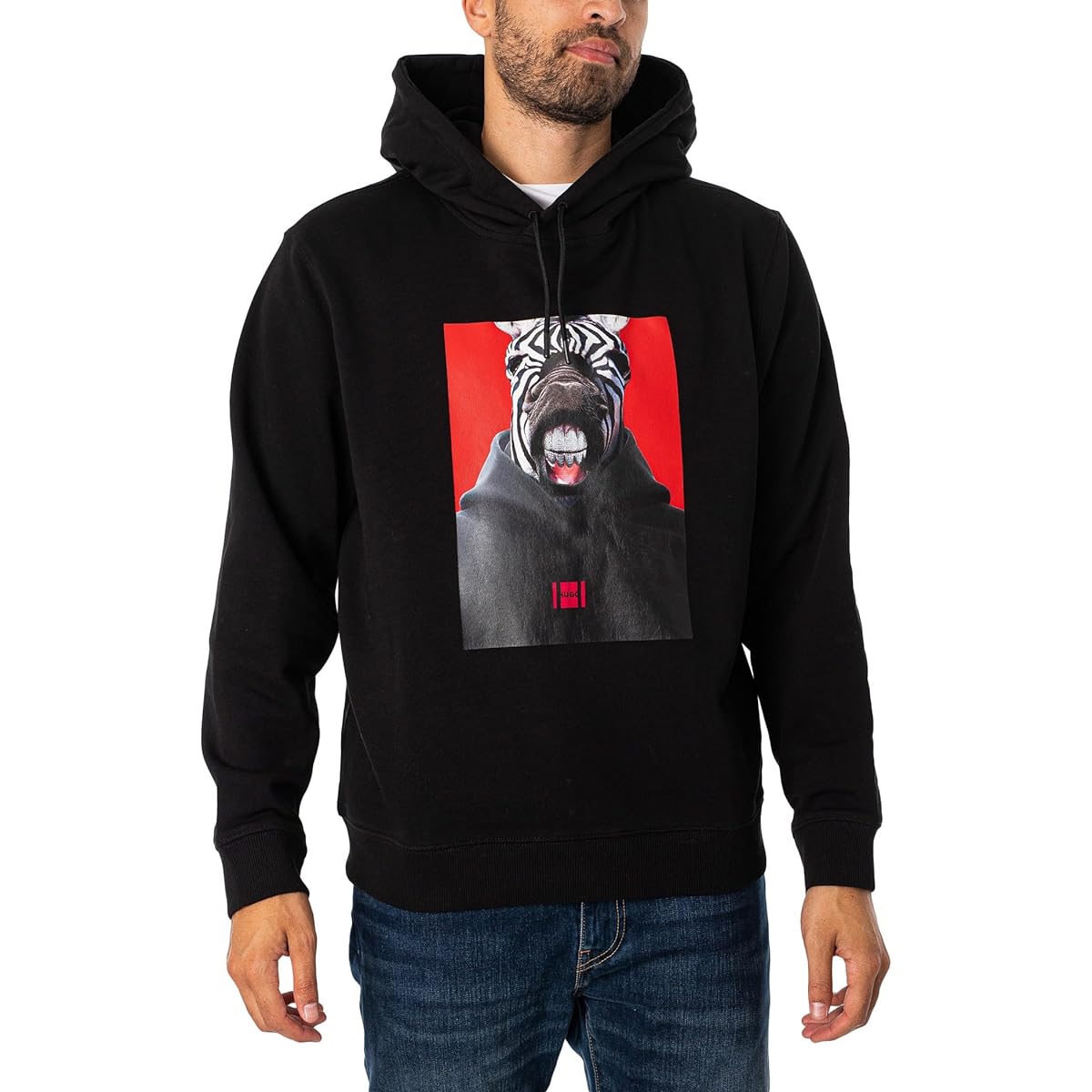 [HUGO] Graphic Print French Terry Cotton Hoodie Men's