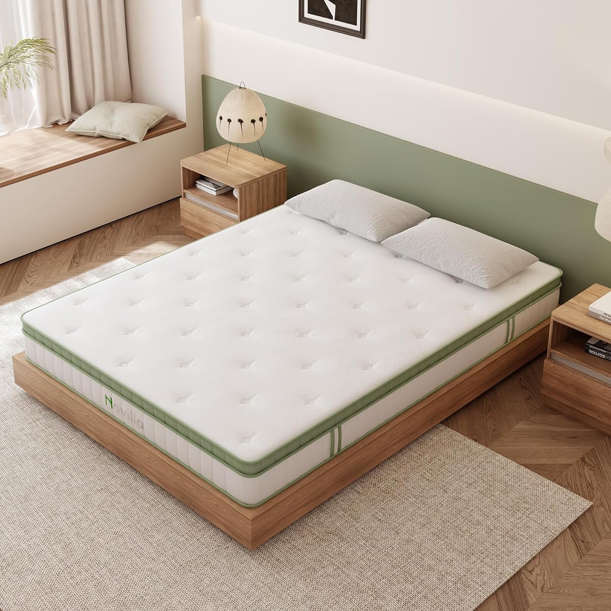 Novilla Mattress Semi-double High resilience mattress 3-zone structure Pocket coil bed mattress Firmly firm Equipped with gel memory foam Thickness 20cm Body pressure distribution Breathability Compressed packaging Parallel arrangement High-density ureth