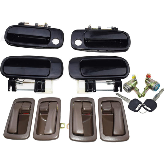 Car Parts Black Beige White Toyota Kamuri 2.2L 3.0L 1992-1996 For outside & amplifiers. Inside door handle Front rear left and right & door lock cylinder car parts (color: kit 013)