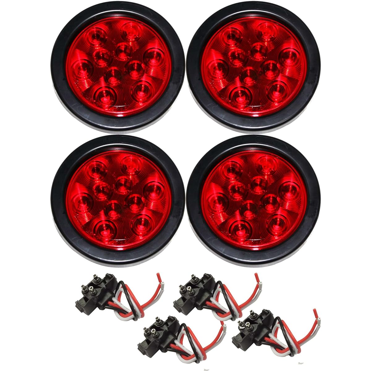 24003 Red 4 -inch round 10 LED Trailer Light Kit 4 pieces