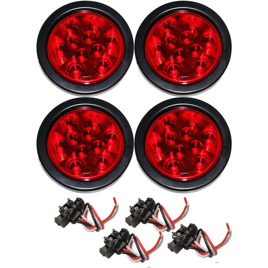 24003 Red 4 -inch round 10 LED Trailer Light Kit 4 pieces
