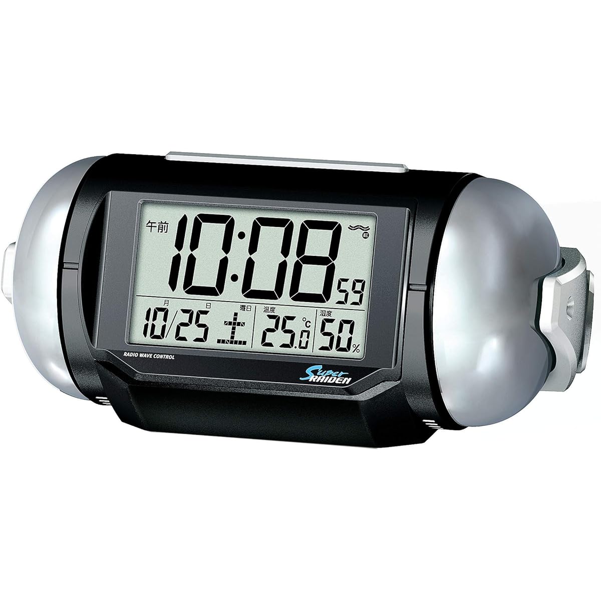 Seiko Clock Table Clock Alarm Clock Radio Digital Loud Volume PYXIS 01: Black Metallic Body Size: 9.8 x 22.2. x 12.5cm BC401K