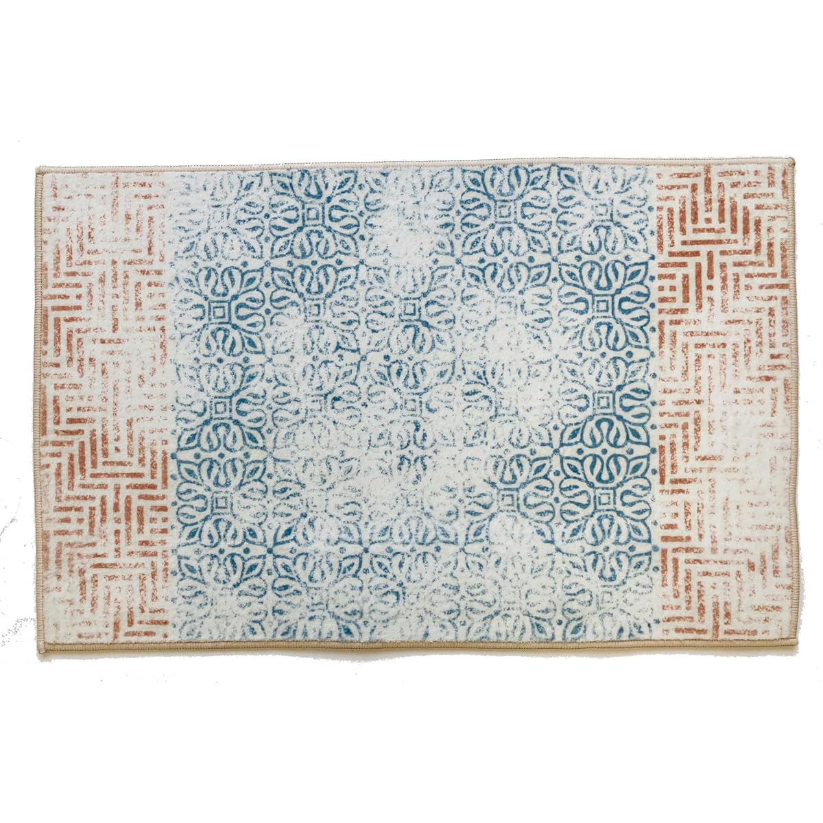 Kawashima Textile Cercon TAUKO Rug GY6032 200×200 Blue Washable Hand Washable Block Print Style Jaari Scandinavian