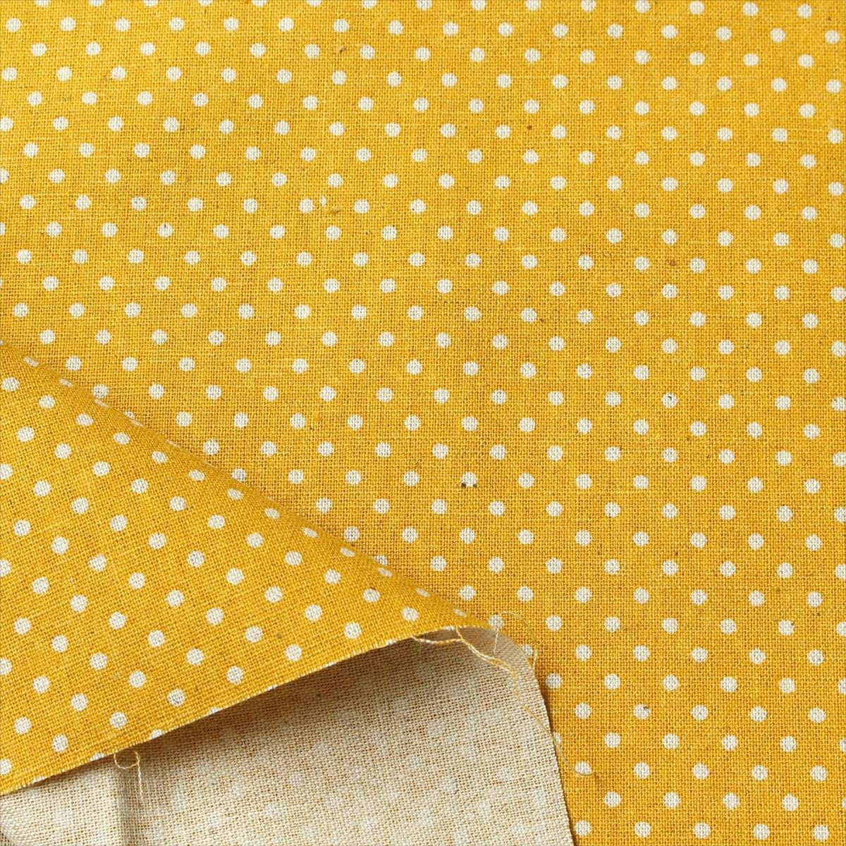 Nippon Chuko NBK Cotton Linen Natural Print Fabric Small Dot Pattern 110cm Width x 9m Cut Cut Yellow ICH19000-1C-9M