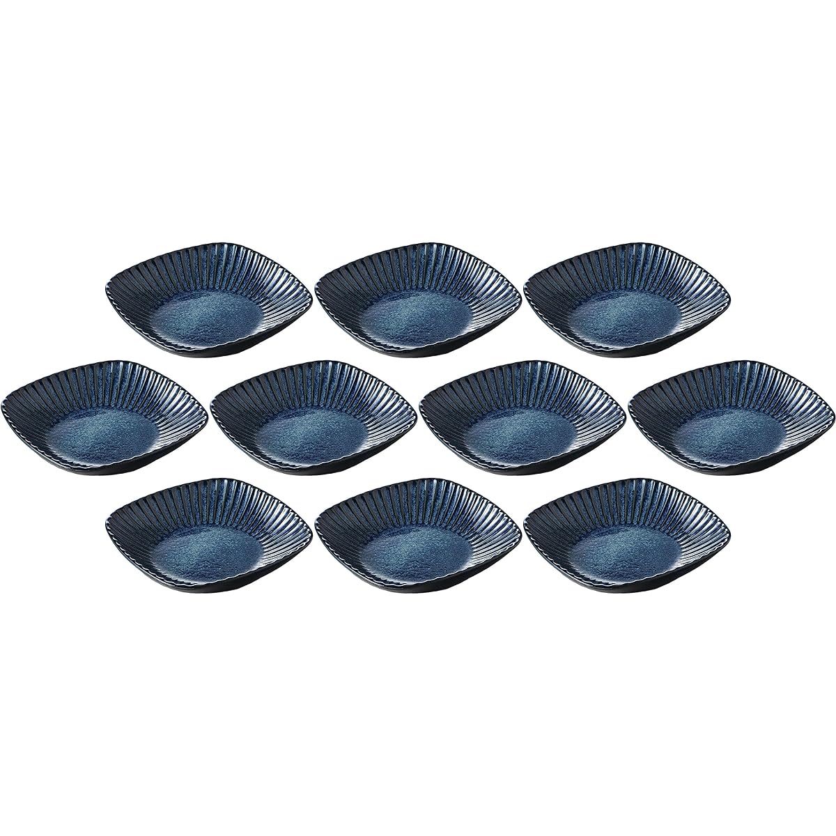 Set of 10 kiln dark blue sogi square bowl [19 x 19 x 4.2cm] [Square bowl]