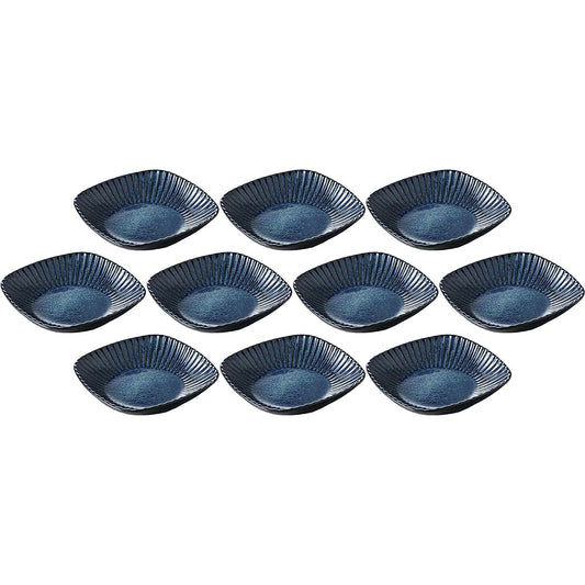 Set of 10 kiln dark blue sogi square bowl [19 x 19 x 4.2cm] [Square bowl]