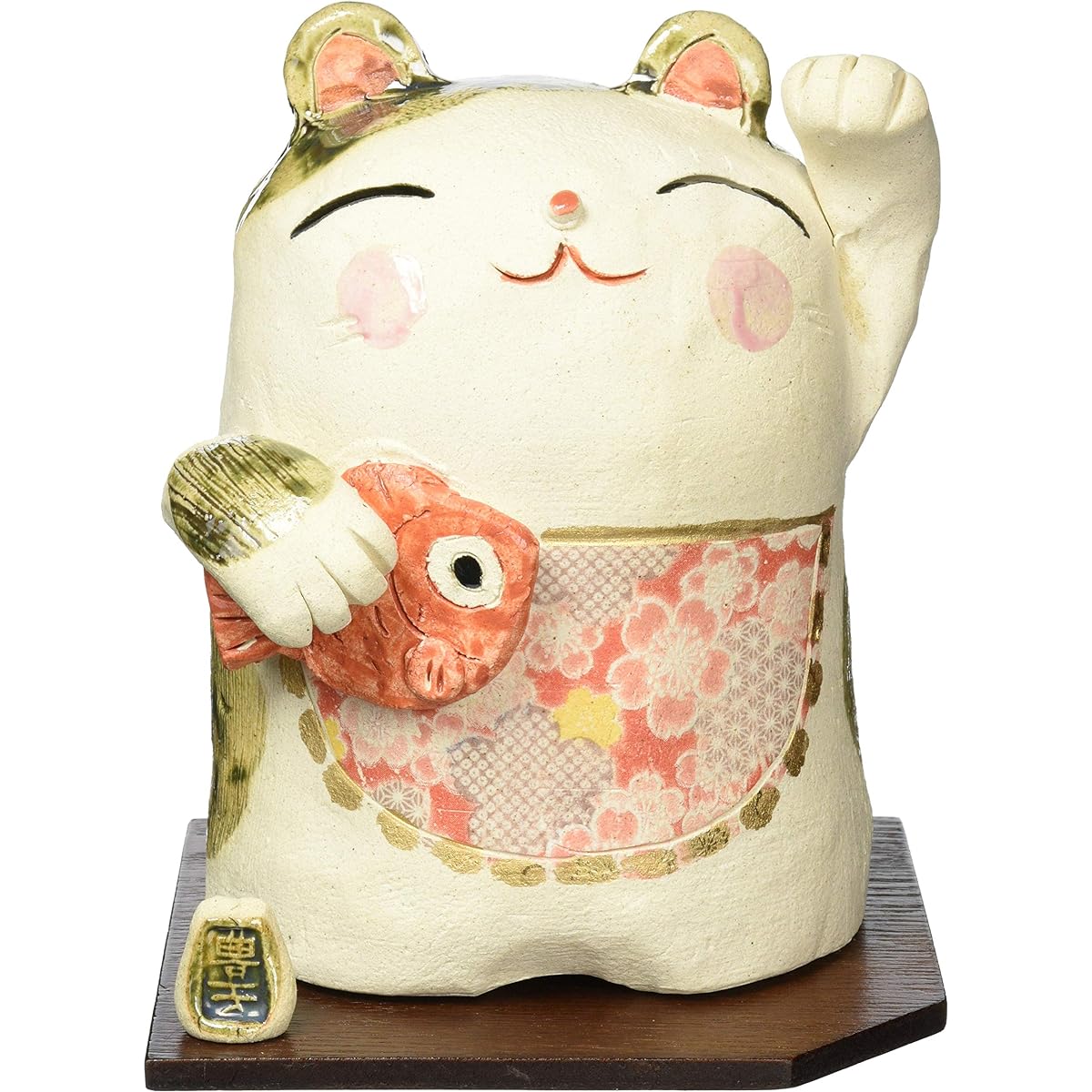 Ceramic Indigo Mino Ware Toyota Kiln Lucky Cat Ornament Large Sea Bream