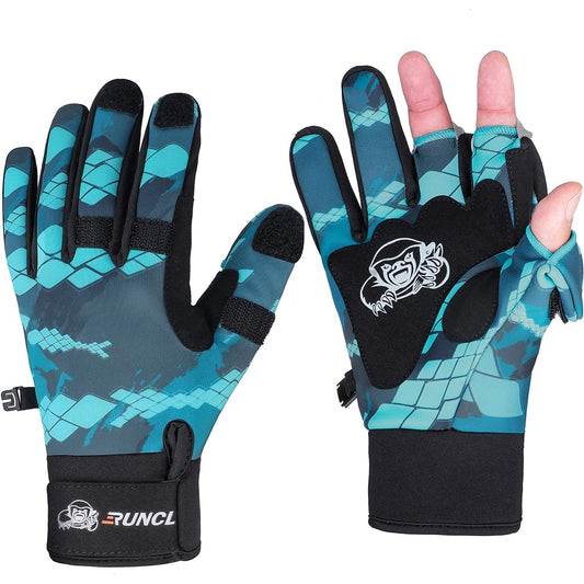 RUNCL Fishing Gloves, Fishing Gloves, 3 Fingers, Outdoor Gloves, Improved Version, Compatible with Smartphones, Anti-Slip, Fishing Gloves, Unisex, Bicycle, Cycling Gloves, Bike, Climbing, Trekking, Camping, Sea Fishing, River Fishing S-XXL