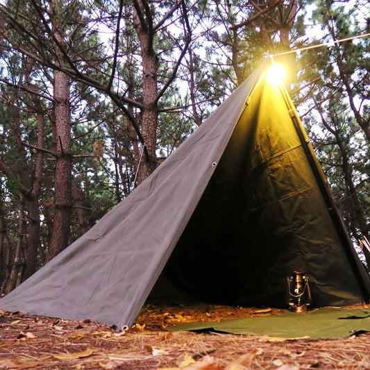 HOBI Military Tarp [Made in Japan] 3 x 3 m High Quality Soldier Canvas 100% Cotton [Rustic and Tough] 16 Sturdy Eyelets Storage Rope Included Ground Sheet 300 x 300 Camping Outdoor Leisure Hobi Black Olive [MADE IN JAPAN]