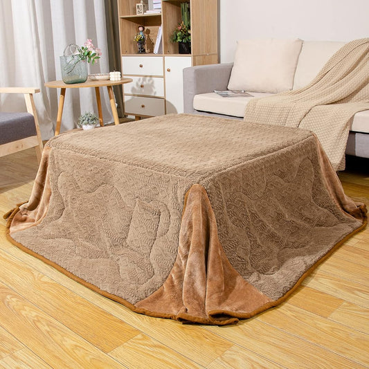 Peto-Raifu Space-Saving Kotatsu Comforter, Thin Thin, Kotatsu Futon, Rectangular Kotatsu Futon, Comforter, Warm, Kotatsu Comforter, Fluffy, Simple, Fleece Jacquard, Plain, Beige, 180x220cm