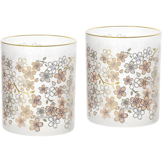 ADERIA Rock Glass Pair Set El Dorado Cherry Blossom 300ml Made in Japan Presentation Box Father's Day Mother's Day Respect for the Aged Whiskey Glass Stylish Birthday 60th Celebration Men's Birthday Present Gift Light Retirement Wedding Shochu Cup Whiske