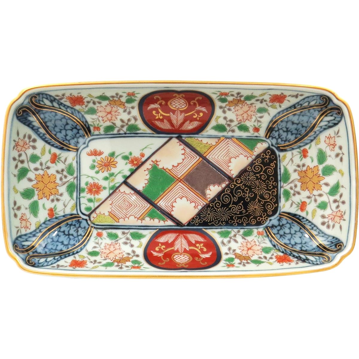 Hasami ware, Rinkurou kiln, gorgeous Old Imari style pottery plate, chintz grass and flower pattern 009622-580