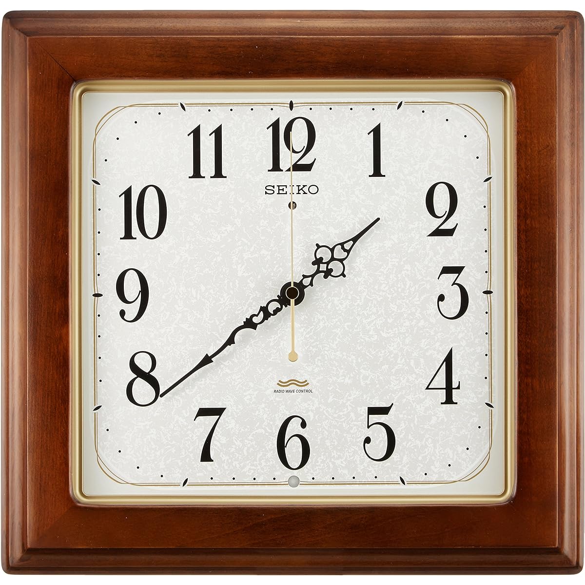 Seiko Clock Wall Clock Radio Analog Square Wooden Frame Brown Wood KS298B