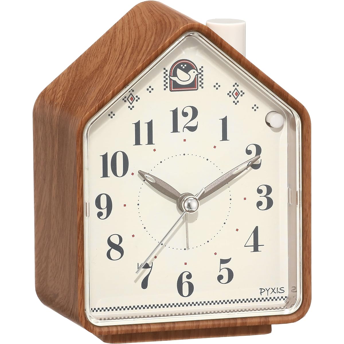 Seiko Clock Alarm Clock Table Clock Natural Nature Sound Analog Switchable Alarm PYXIS Brown Wood Grain Pattern NR444A