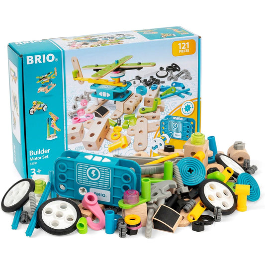 BRIO Builder Motor Set [121 Pieces] Target Ages 3 and Up (Assembling Toy, Building Blocks, Educational Toy, Wooden) 34591