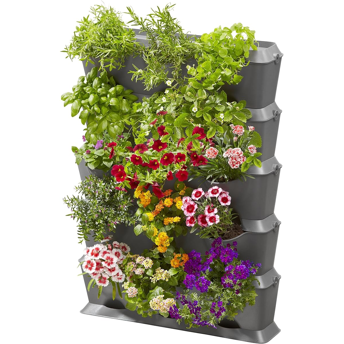 GARDENA Basic Planter Set, 5 Tiers, with Watering System, Gray, Length 65 x Width 15 x Height 90cm 13151-20